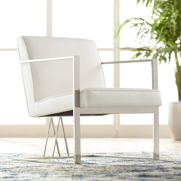 Mercer White Leatherette Accent Chair