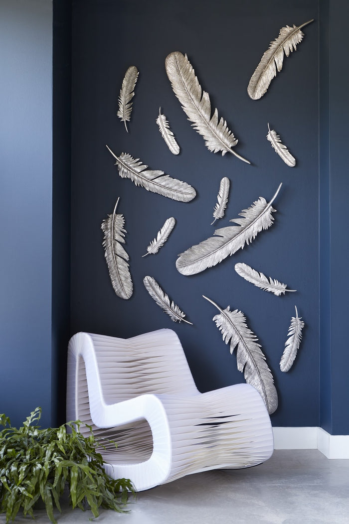 Silver Feather Wall Sculpture (Set of Two)