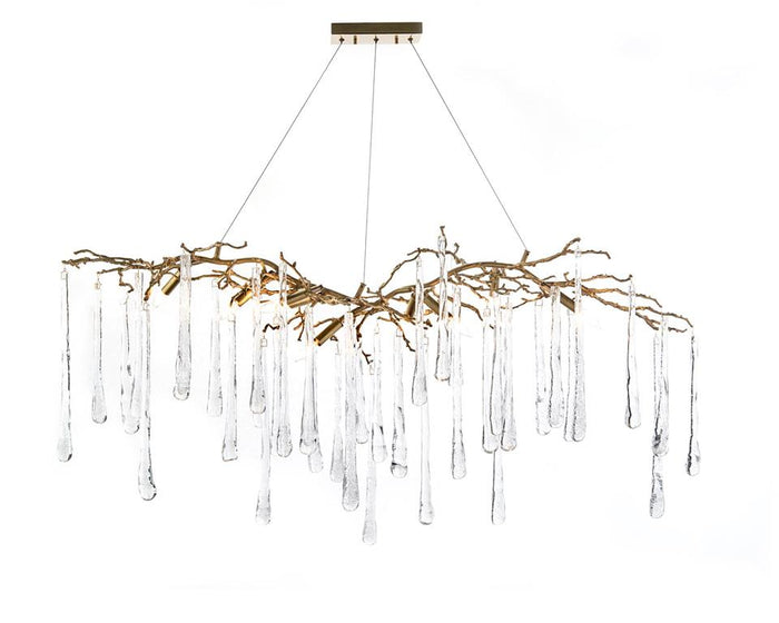 Ashby Brass and Glass Teardrop Nine-Light Chandelier - Luxury Living Collection