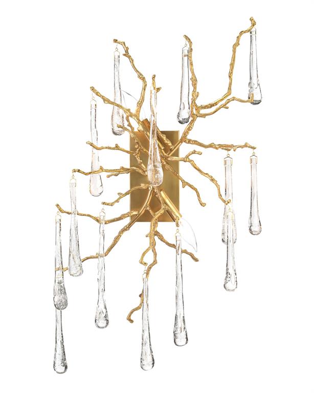 Ashby Brass and Glass Teardrop Two-Light Wall Sconce - Luxury Living Collection