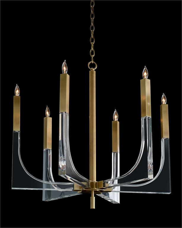 Hape Acrylic and Brass Six-Light Chandelier - Luxury Living Collection