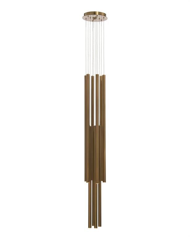 Kimia Eleven-Droplight Brass Chandelier - Luxury Living Collection