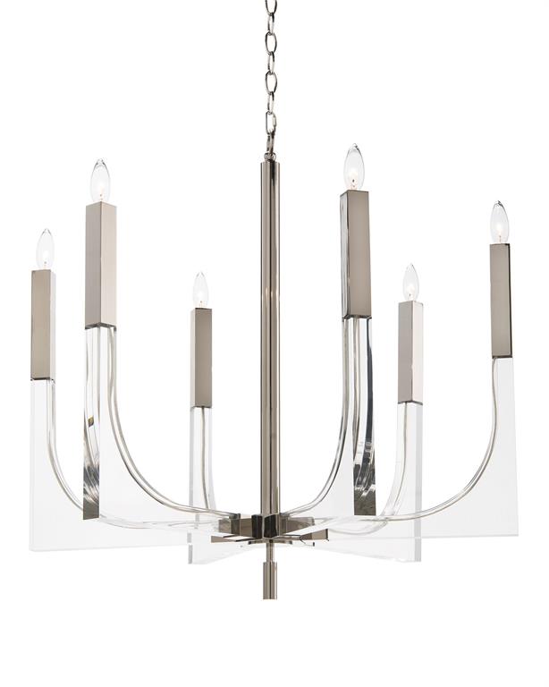 Hape Acrylic and Nickel Six-Light Chandelier - Luxury Living Collection