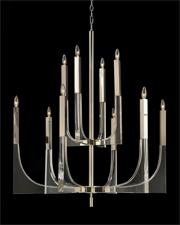 Hape Acrylic and Nickel Ten-Light Chandelier - Luxury Living Collection