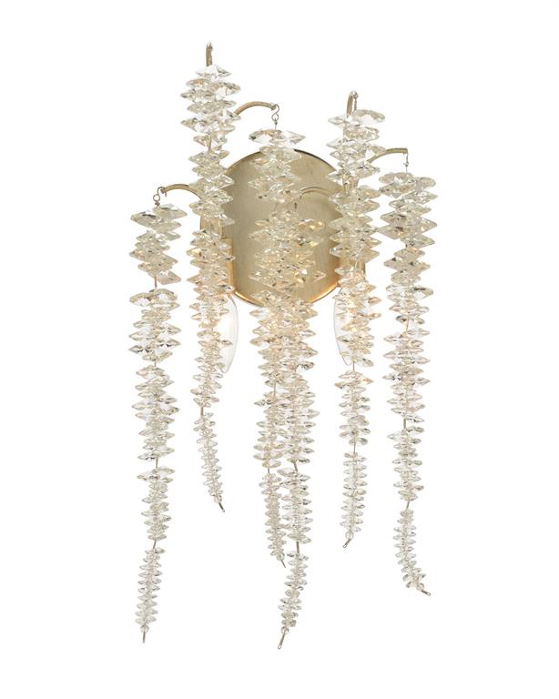 Aries Cascading Crystal Two-Light Wall Sconce - Luxury Living Collection