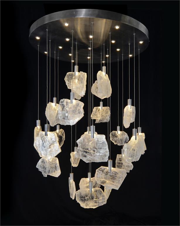 Yve Selenite Pane Forty-One-Light Pendant Chandelier