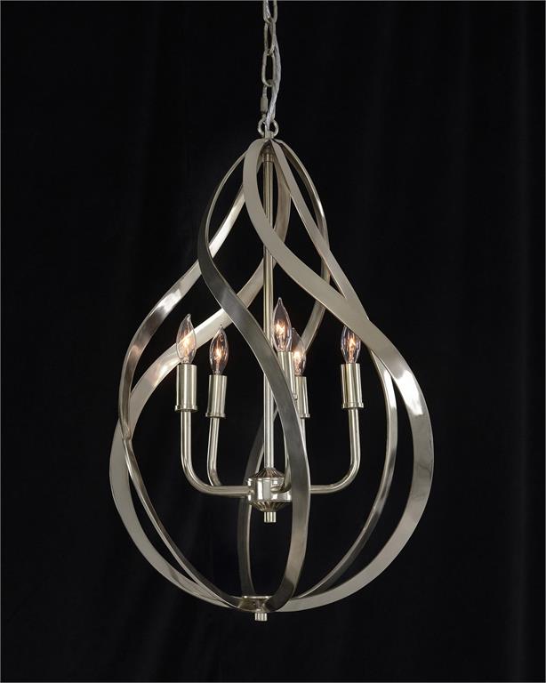 Tayla Ribbons of Nickel Swirls Five-Light Pendant