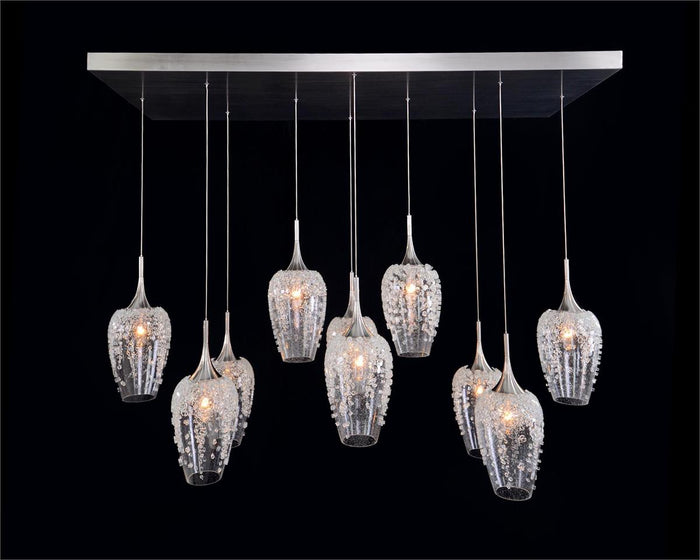 Dora Ten Light Horizontal Glass Pendant Chandelier - Luxury Living Collection