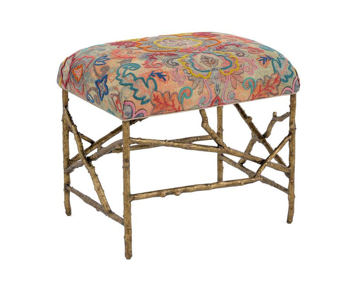 Caliana Branch-Style Base & Print Fabric Ottoman - Luxury Living Collection