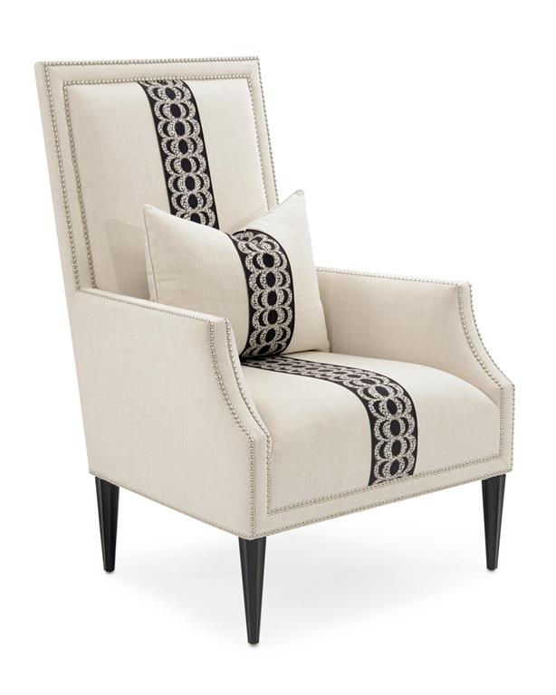 Baron Embroidered Contemporary Black Custom Armchair
