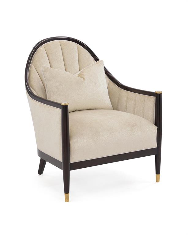 Averell Beige Velvet & Metallic Shimmer Espresso Custom Chair