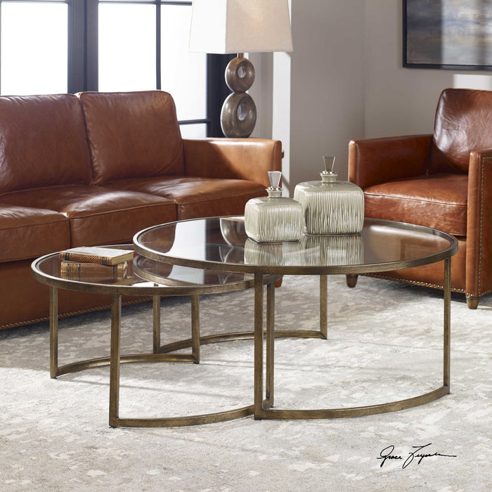 Azar Gold Nesting Coffee Tables, Set of 2