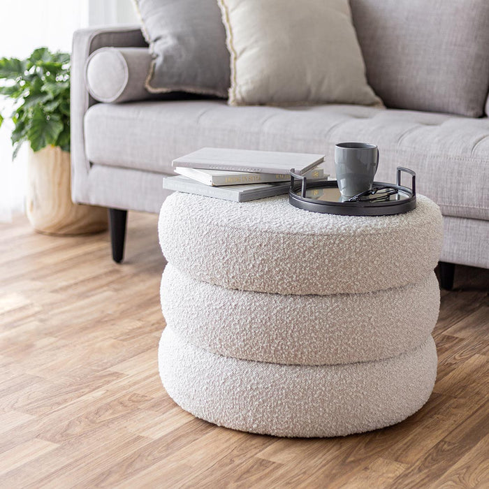 Tundra Off White Boucle Ottoman
