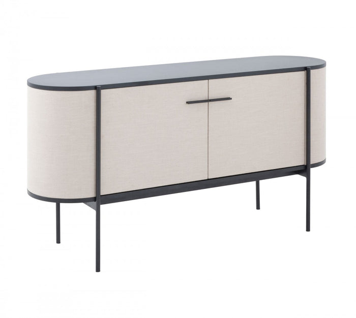 Ahraya Modern Beige Fabric & Black Metal Buffet