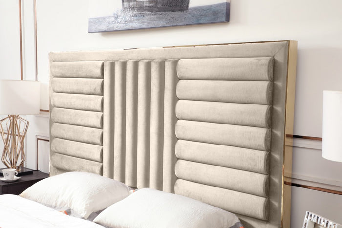 Darcy Modern Beige Velvet & Gold Bed