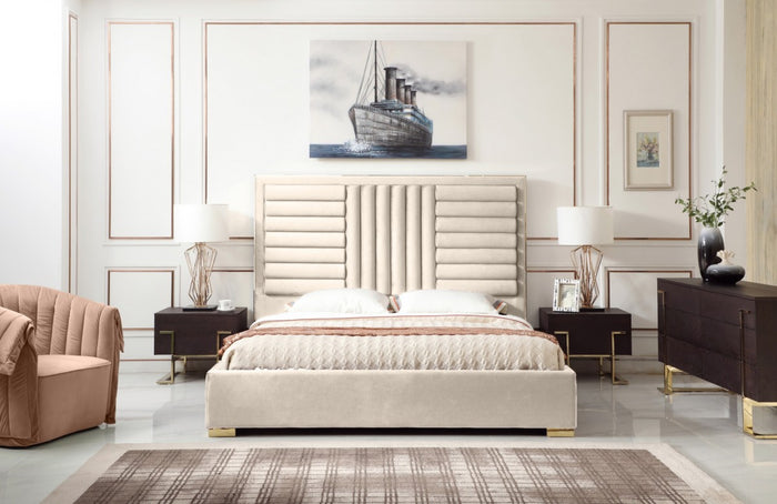 Darcy Modern Beige Velvet & Gold Bed