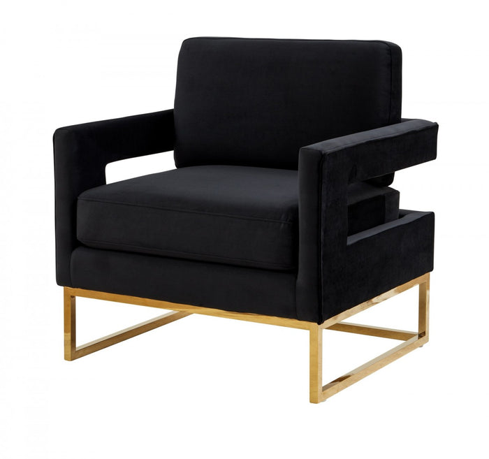Glimer Black Velvet Chair - Luxury Living Collection