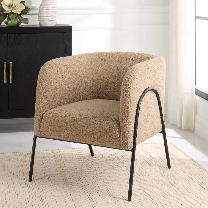 Netta Latte Shearling Accent Chair