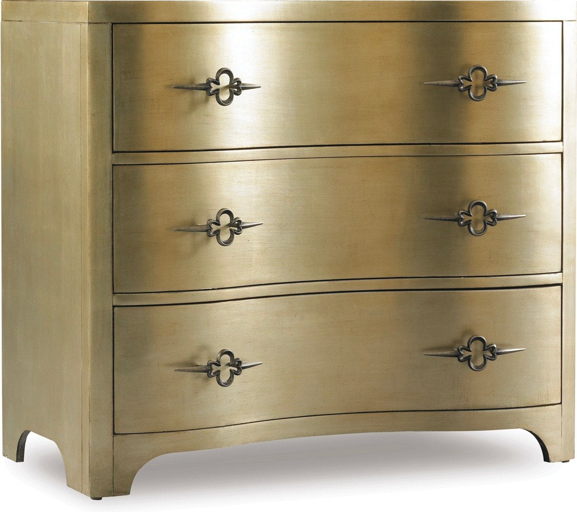Celia Three-Drawer Shaped Front Gold Chest