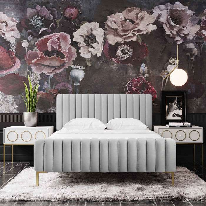 Cassie Grey Velvet Bed - Luxury Living Collection