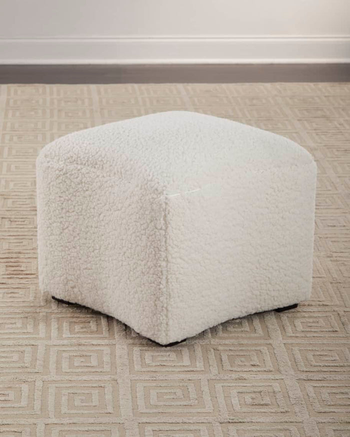 Helena Curved Plush Cream Fabric Ottoman - Luxury Living Collection