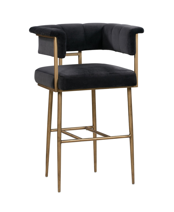Christian Grey Velvet Barstool - Luxury Living Collection