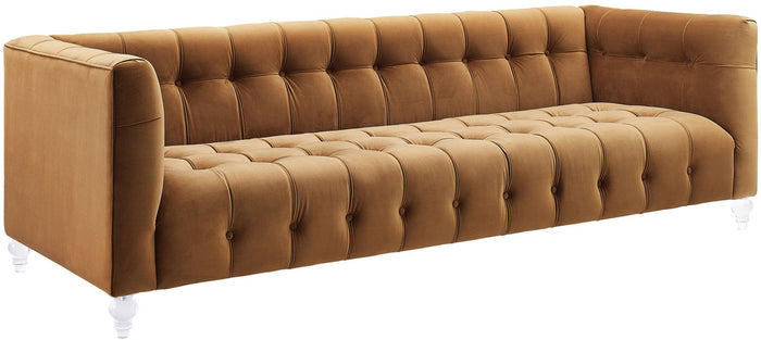 Belgravia 90”Cognac Velvet Sofa - Luxury Living Collection