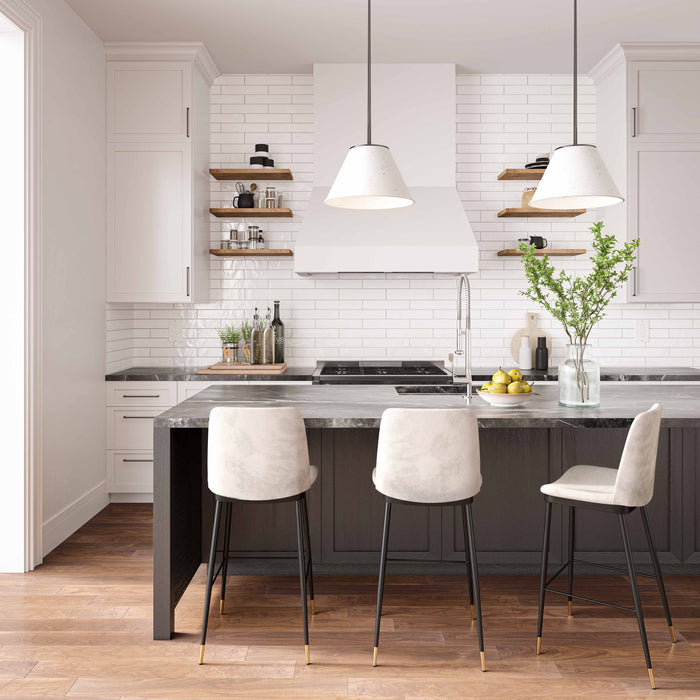 Frederica Cream Velvet Counter Stools (Set of 2) - Luxury Living Collection