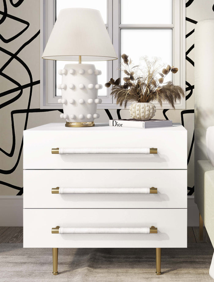 Caspara White Nightstand - Luxury Living Collection