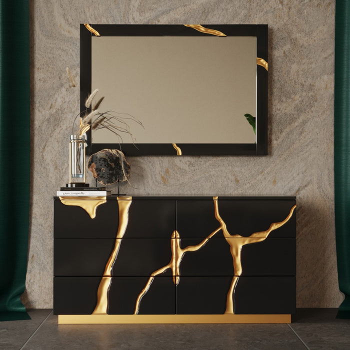 Fable Modern Wide Black & Gold Dresser