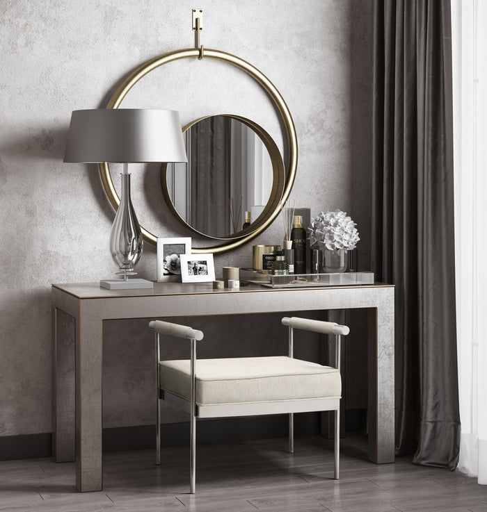 Malakeh Cream Velvet Bench - Luxury Living Collection