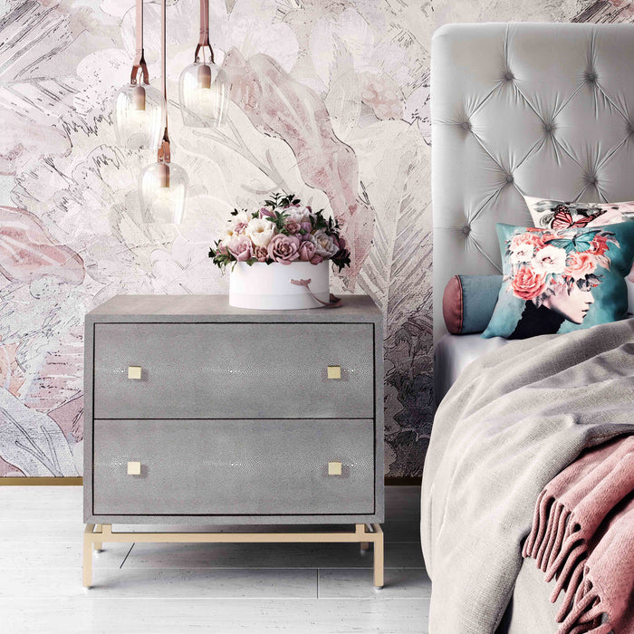 Donatella Shagreen  Textured Nightstand - Luxury Living Collection