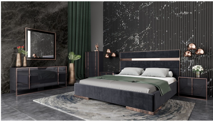 Elidi Modern Black & Rosegold Dresser