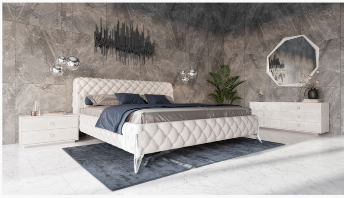 Epiphany Modern White Crocodile w/ Stainless Steel Dresser