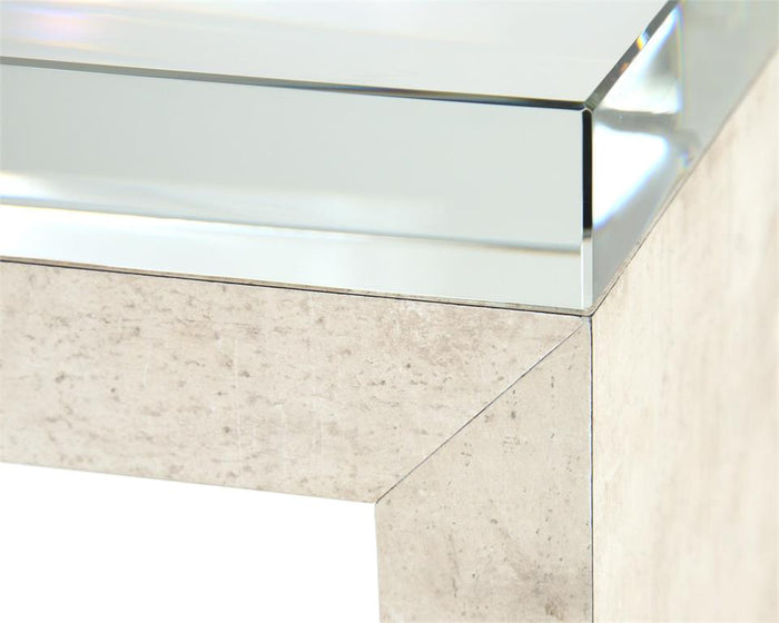 Ursula Tiza Gesso & Crystal Glass Top End Table - Luxury Living Collection