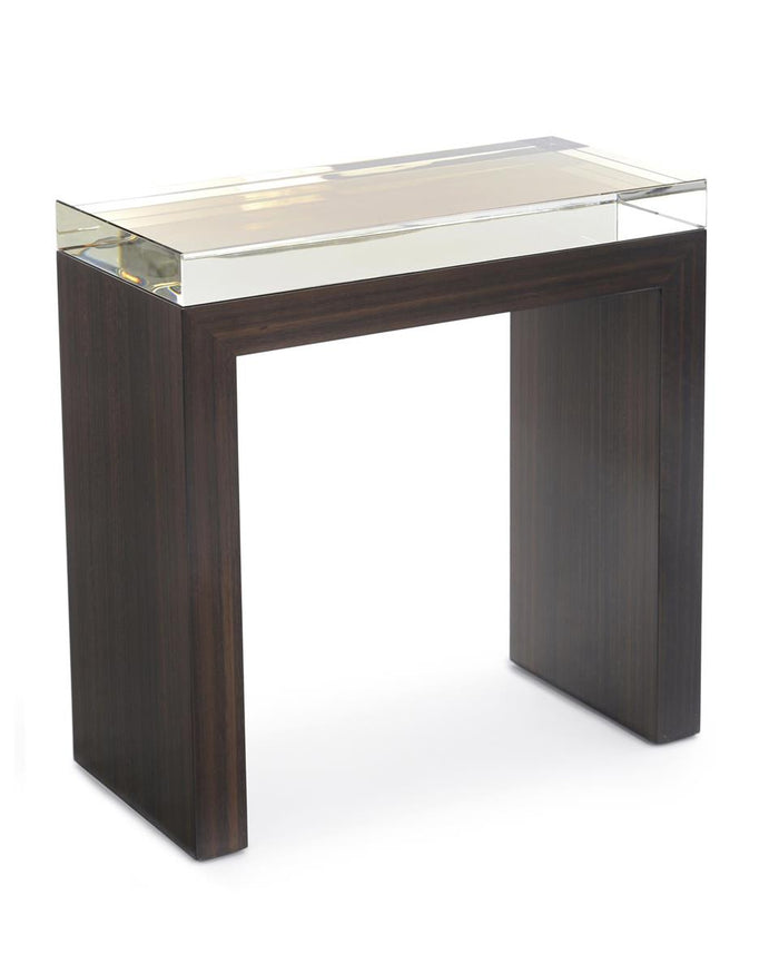 Ursula Smoked Eucalyptus & Crystal Glass Top End Table - Luxury Living Collection