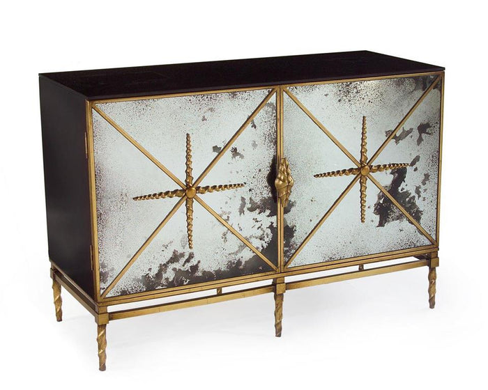 Salvatore Black & Gold 47.5" Two-Door Cabinet - Luxury Living Collection