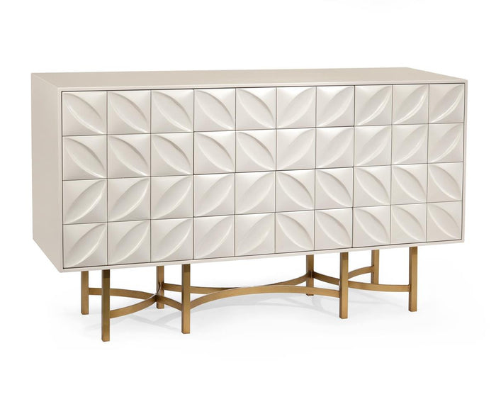 Alicia Hand-Carved Contemporary White Credenza - Luxury Living Collection