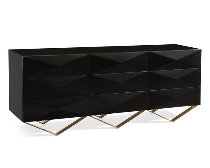 Saisha Satin Black & Gold Sideboard - Luxury Living Collection