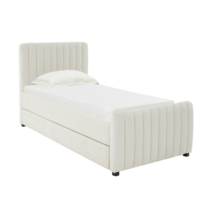 Cassie Cream Velvet Trundle Bed - Luxury Living Collection