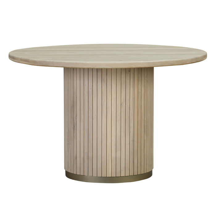 Davion 47" Natural Ash Wood & Gold Round Dining Table - Luxury Living Collection