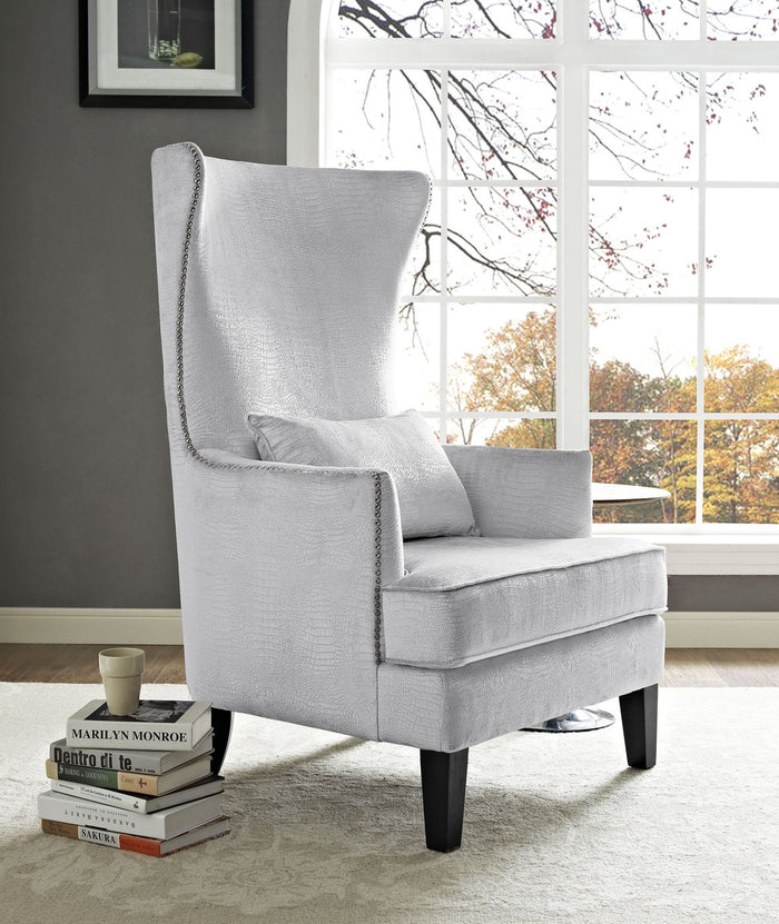 Faccinetti Silver Croc Velvet Tall Chair - Luxury Living Collection