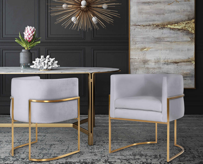 Jules Grey Velvet With Gold Frame Chair - Luxury Living Collection