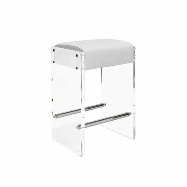 Genesis White Vinyl & Acrylic With Silver Counter Stool