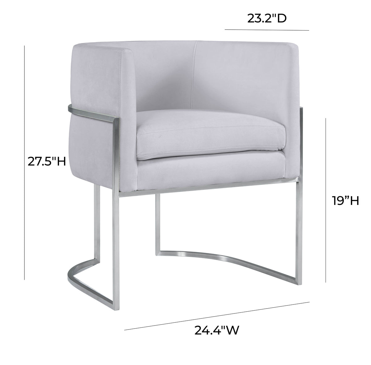 Jules Grey Velvet With Silver Frame Chair - Luxury Living Collection