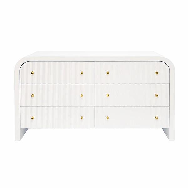 Gulshan 62" Fluted Glossy White Dresser