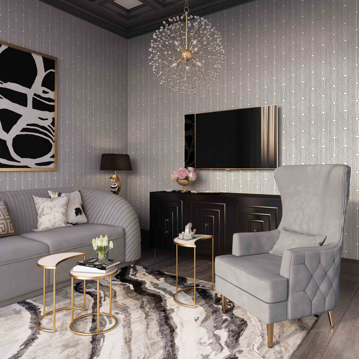 Rolf Grey Tall Tufted Back Chair  - Luxury Living Collection