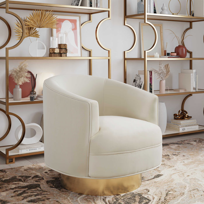 Hathaway Cream Velvet Swivel Dining Chair - Luxury Living Collection