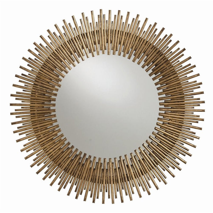 Hensley Antiqued Gold Leaf Round Mirror