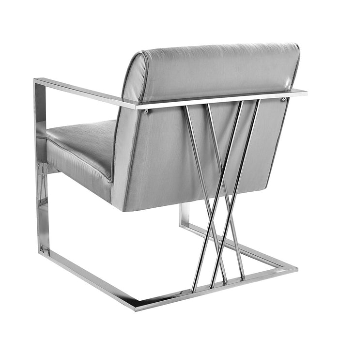 Mercer Silver Satin Accent Chair